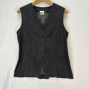 Vntg Women's Size 16‎ Black White Polka Dot Sportswear Vest Tie Back Retro Style